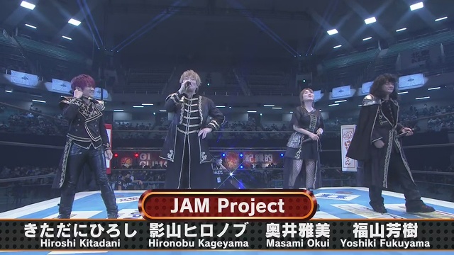 JAM Projectが大会テーマソング「Over the Max〜魂の継承〜」をリング上で熱唱