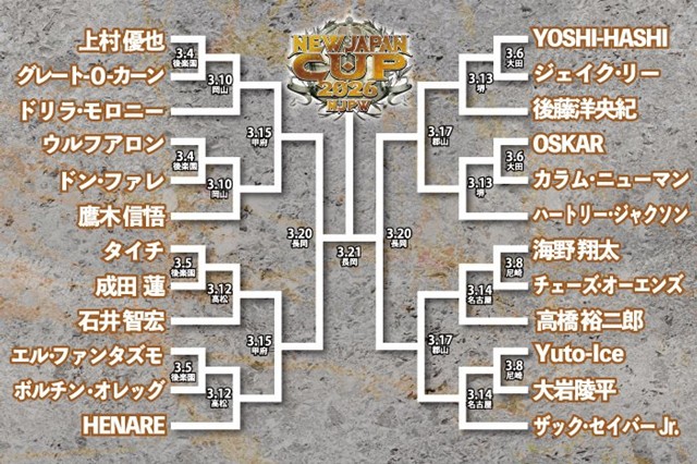 NEW JAPAN CUP 2026のトーナメント組み合わせが決定！